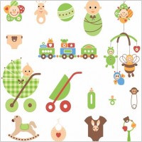 Cute Newborn Elements Vector Graphic