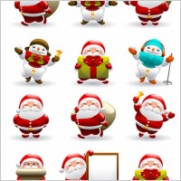 cute santa claus and snowman vector