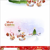 cute snowman and santa claus 01 christmas vector