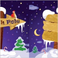 cute wooden sign vector on snow