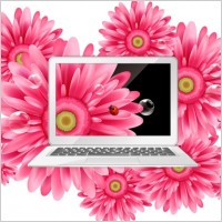 daisy and beautiful laptop vector