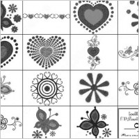 decorative valentine heart and flower brush
