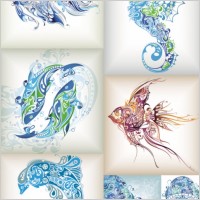 delicate marine life pattern vector