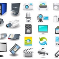 digital audio and video theme icon vector