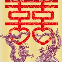 double happiness dragon vector