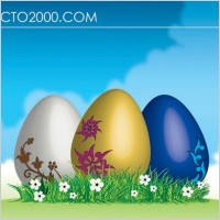 Easter eggs on green grass