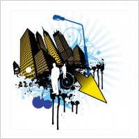 elements of the trend and urban silhouette 04 vector