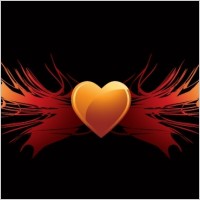 EPS vector flaming heart wings