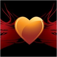 EPS vector flaming heart wings