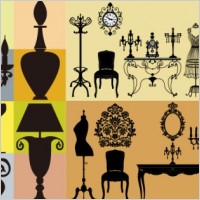 european classical furniture silhouette vector