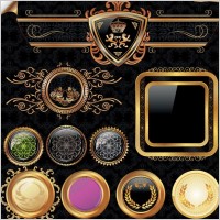 european gold pattern 02 vector