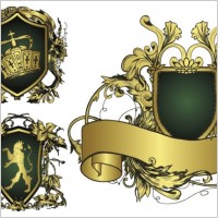 european gorgeous ribbon shield pattern vector