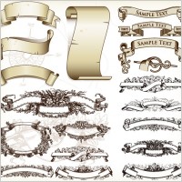 european nostalgia and banner paper pattern vector
