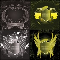 europeanstyle wings shield pattern vector