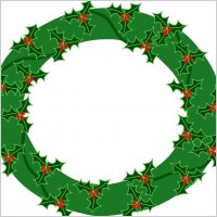 Evergreen Wreath With Large Holly clip art