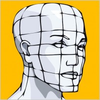 Face Of A Man With Curving Lines clip art