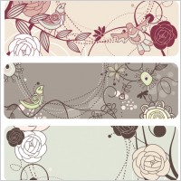 fashion cute bird flowers vector 1