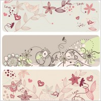 fashion cute bird flowers vector 2
