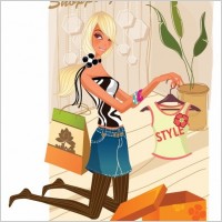 Fashion Shopping Girl Vector Illustration