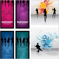 fashionable female silhouette vector flowers background