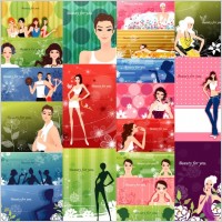 female plants with fashion pattern vector 2
