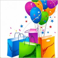 Festive Balloons and Shopping Bags Vector