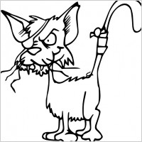 Fighting Cat Bw clip art