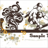 Floral vector background - skater