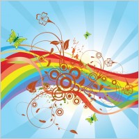 Flower Background with Butterfly Vector Illustration
