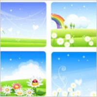 flower landscape set