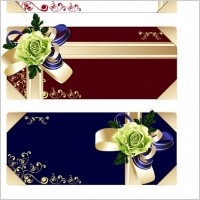 flower ribbon gift card vector