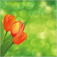 Flower with Green Background Vector Art