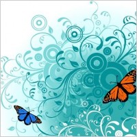 Flowers and Butterfly Free Vector Graphics