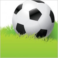 Football in The Grass Vector Graphic