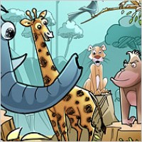 Forest cartoon animals psd layered material