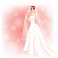 Free Beautiful Bride in The Wedding Vector Illustration