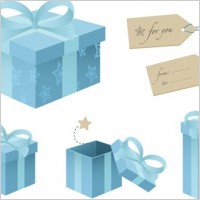 Free Blue Gift Box Vector Material