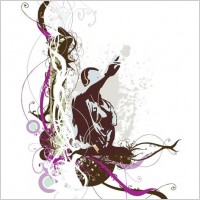 Free Man Figure Floral Backgound Vector