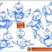Free twitter bird icons vector 