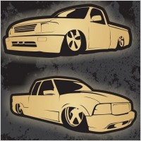 Free Two Mini Trucks Vector