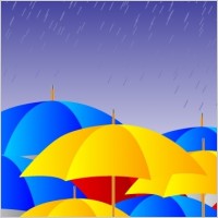 Free Umbrellas in the rain Vector