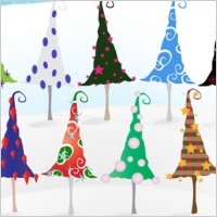 Free Whimsy Christmas Trees Vectors