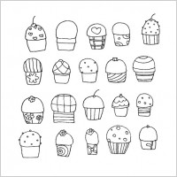 Freehand Vector Cupcakes 