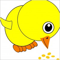 Funny Chick Eating Bird Seed Cartoon