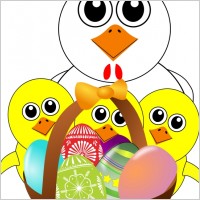 Funny Chicken and Chicks Cartoon Easter