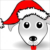 Funny Dog Face Grey Cartoon with Santa Claus hat