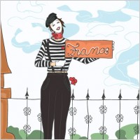funny doodles with mime vector background