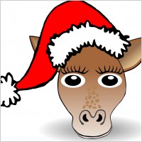 Funny Giraffe Face Cartoon with Santa Claus hat