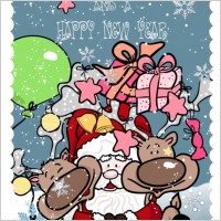 funny santa claus and elk vector