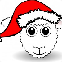 Funny Sheep Face White Cartoon with Santa Claus hat